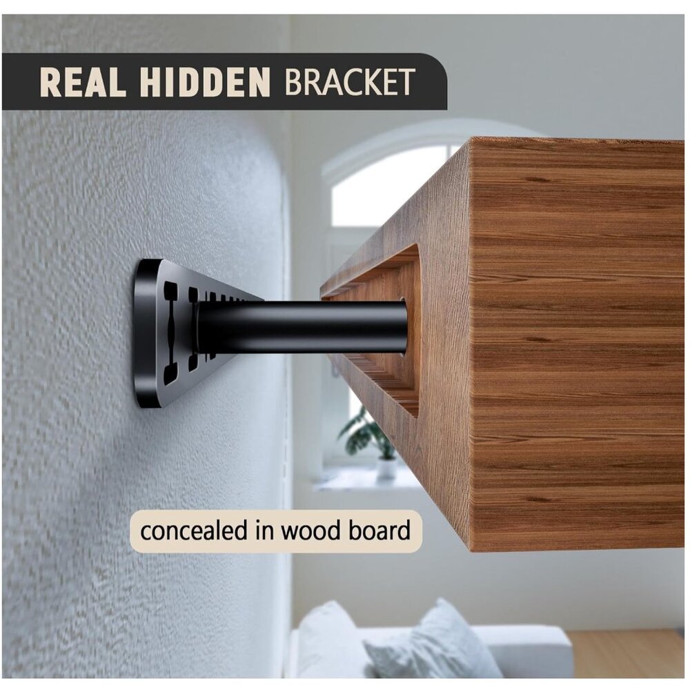 2Pk Floating Shelf Bracket Heavy Duty, (16"X8"X1.5") Black Brand New - Picture 5 of 8